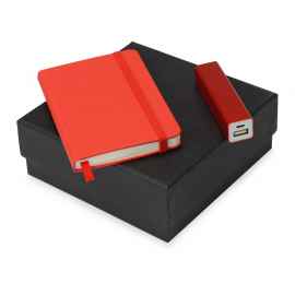 Подарочный набор To go с блокнотом А6 и зарядным устройством, A6, 700309.01, Цвет: красный, Размер: A6