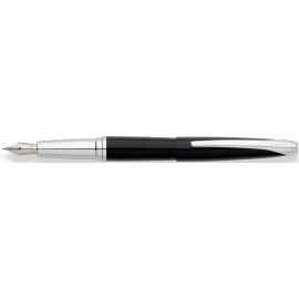 Перьевая ручка Cross ATX. Цвет - глянцевый черный/серебро. Перо - сталь, тонкое