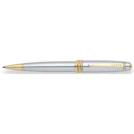 Шариковая ручка Cross Bailey. Цвет - серебристый с золотистой отделкой.