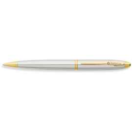 Шариковая ручка FranklinCovey Lexington. Цвет - хромовый с золотистой отделкой.