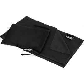 Охлаждающее полотенце Raquel из переработанного ПЭТ в мешочке, 12500190, Цвет: черный