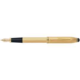 Перьевая ручка Cross Townsend со стилусом 8мм. Цвет - золотистый, перо - золото 18К Solid Gold/родий
