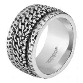 Кольцо ZIPPO, серебристое, с цепочным орнаментом, нержавеющая сталь, 1,2x0,25 см, диаметр 19,1 мм