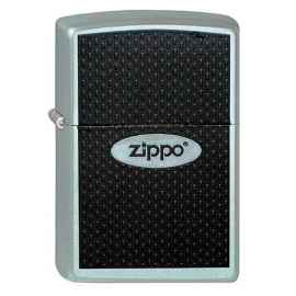 Зажигалка ZIPPO 'Zippo Oval', с покрытием Satin Chrome™, латунь/сталь, серебристая, 38x13x57 мм