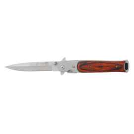 Нож складной Stinger, 100 мм, (серебристый), материал рукояти: сталь/дерево (серебристо-коричневый)