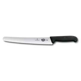 Нож для хлеба и выпечки VICTORINOX Fibrox, лезвие 26 см с волнистой кромкой, чёрный