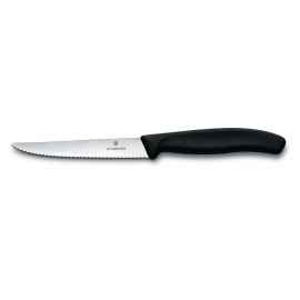 Нож для стейка и пиццы VICTORINOX SwissClassic, 11 см, с волнистой кромкой, чёрный