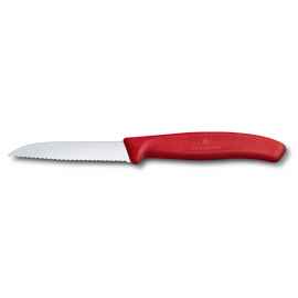 Нож для овощей VICTORINOX SwissClassic, лезвие 8 см с волнистой кромкой, красный
