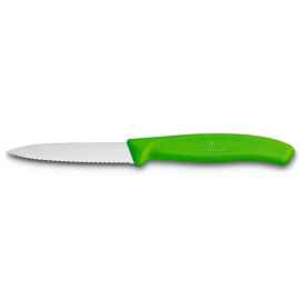 Нож для овощей VICTORINOX SwissClassic, лезвие 8 см с волнистой кромкой, зелёный