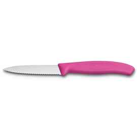 Нож для овощей VICTORINOX SwissClassic, лезвие 8 см с волнистой кромкой, розовый
