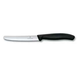 Нож столовый VICTORINOX SwissClassic, лезвие 11 см с волнистой кромкой, чёрный