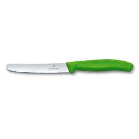 Нож столовый VICTORINOX SwissClassic, лезвие 11 см с волнистой кромкой, зелёный