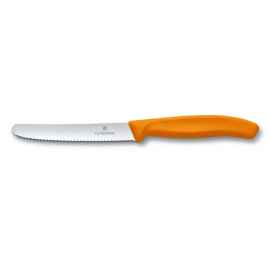 Нож столовый VICTORINOX SwissClassic, лезвие 11 см с волнистой кромкой, оранжевый