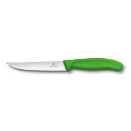 Нож для стейка и пиццы VICTORINOX SwissClassic 'Gourmet', 12 см, с волнистой кромкой, зелёный