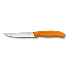 Нож для стейка и пиццы VICTORINOX SwissClassic 'Gourmet', 12 см, с волнистой кромкой, оранжевый