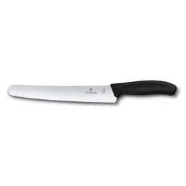 Нож для хлеба и выпечки VICTORINOX SwissClassic, лезвие 22 см с волнистой заточкой, чёрный