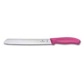 Нож для хлеба VICTORINOX SwissClassic, лезвие 21 см с волнистой кромкой, розовый, в блистере