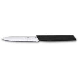 Нож для овощей и фруктов VICTORINOX Swiss Modern, лезвие 10 см с волнистой кромкой, чёрный