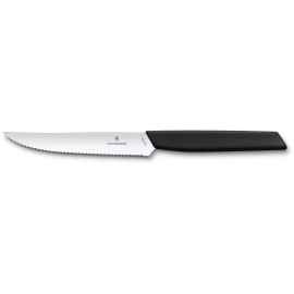 Нож для стейка и пиццы VICTORINOX Swiss Modern, 12 см, с волнистой кромкой, чёрный