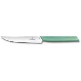 Нож для стейка и пиццы VICTORINOX Swiss Modern, 12 см, с волнистой кромкой, мятно-зелёный