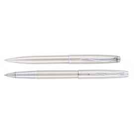 Набор  Pierre Cardin PEN&PEN: ручка шариковая + роллер. Цвет - серебристый. Упаковка Е.