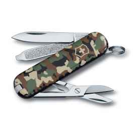 Нож-брелок VICTORINOX Classic SD 'Camouflage', 58 мм, 7 функций, зелёный камуфляж