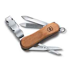 Нож-брелок VICTORINOX NailClip Wood 580, 65 мм, 6 функций, деревянная рукоять