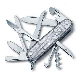 Нож перочинный VICTORINOX Huntsman, 91 мм, 15 функций, полупрозрачный серебристый