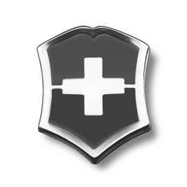 Значок VICTORINOX в форме креста на щите, металлический, чёрно-серебристый