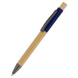 Ручка &quot;Авалон&quot; с корпусом из бамбука и софт-тач вставкой, темно-синий, Цвет: темно-синий