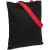 Холщовая сумка BrighTone, черная с красными ручками, Цвет: красный, Размер: сумка: 35х40 см