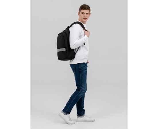 Рюкзак tagBag со светоотражающим элементом, черный, Цвет: черный, Размер: 30х47х15 см, изображение 7