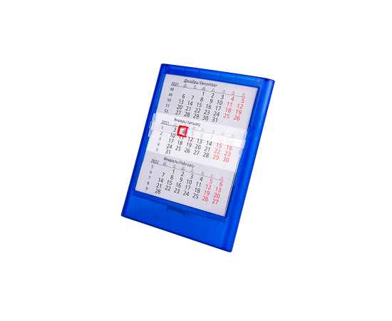 Календарь настольный на 2 года, прозрачно-синий, 12,5х16 см, пластик, тампопечать, шелкография, Цвет: синий, изображение 2