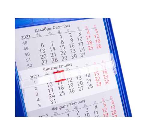 Календарь настольный на 2 года, прозрачно-синий, 12,5х16 см, пластик, тампопечать, шелкография, Цвет: синий, изображение 3