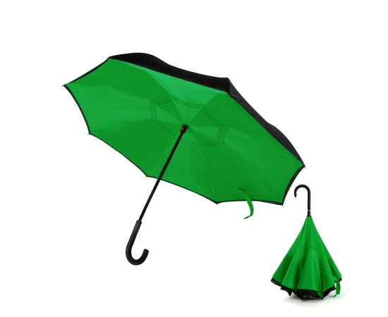 Зонт-трость механический  Chaplin, черно-зеленый-S, Цвет: черно-зеленый