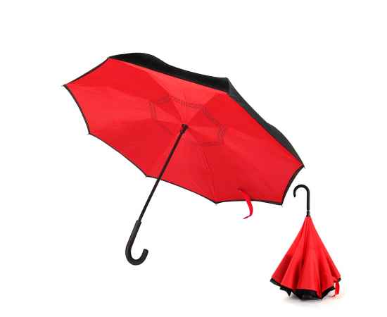 Зонт-трость механический  Chaplin, черно-красный-S, Цвет: черно-красный