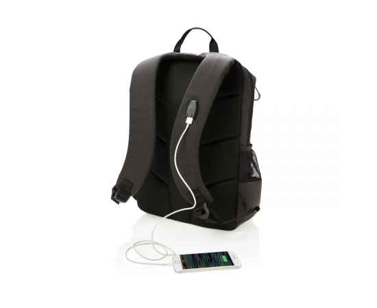 Рюкзак для ноутбука Lima 15' с RFID защитой и разъемом USB, Черный, Цвет: черный, серый, Размер: Длина 29 см., ширина 12 см., высота 41 см., изображение 5