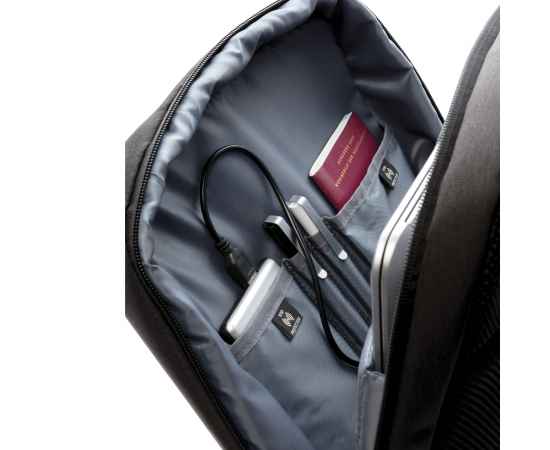 Рюкзак для ноутбука Lima 15' с RFID защитой и разъемом USB, Черный, Цвет: черный, серый, Размер: Длина 29 см., ширина 12 см., высота 41 см., изображение 9