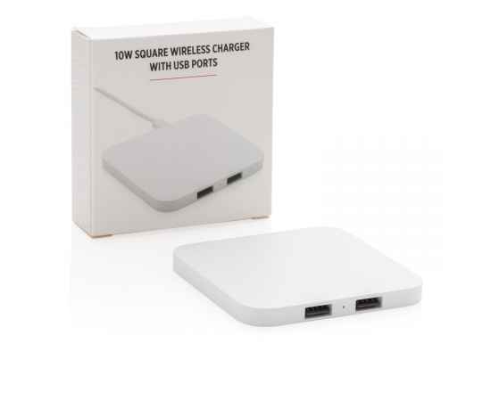 Док-станция Square для беспроводной зарядки 10 Вт с USB-портами, белый,, Цвет: белый, Размер: Длина 8,6 см., ширина 8,6 см., высота 0,8 см., изображение 9