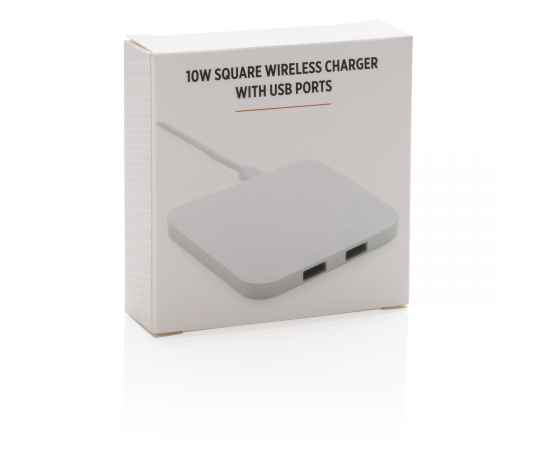 Док-станция Square для беспроводной зарядки 10 Вт с USB-портами, белый,, Цвет: белый, Размер: Длина 8,6 см., ширина 8,6 см., высота 0,8 см., изображение 10