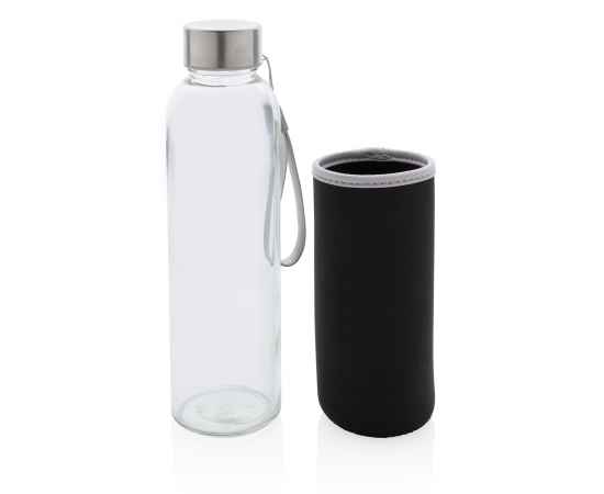 Стеклянная бутылка с чехлом из неопрена, Черный, Цвет: черный, Размер: Длина 6,8 см., ширина 6,8 см., высота 22,5 см., диаметр 6,8 см., изображение 4
