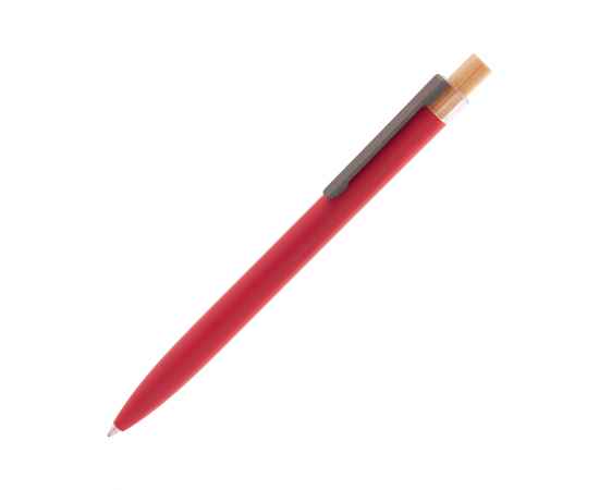 Ручка шариковая 'Matt' из переработанного алюминия и пластика, с кнопкой из бамбука, красный, Цвет: красный