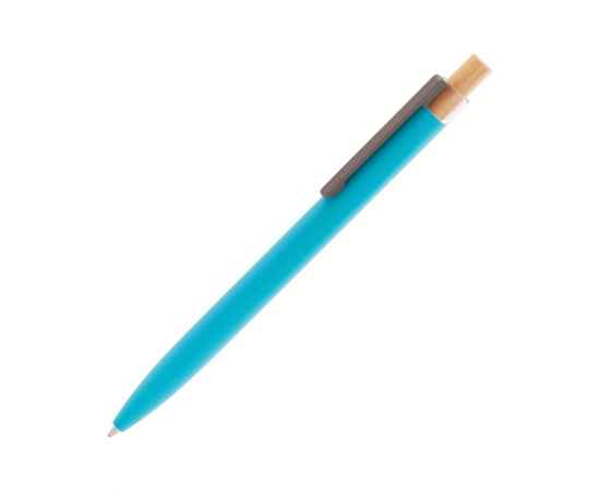 Ручка шариковая 'Matt' из переработанного алюминия и пластика, с кнопкой из бамбука, бирюзовый, Цвет: бирюзовый