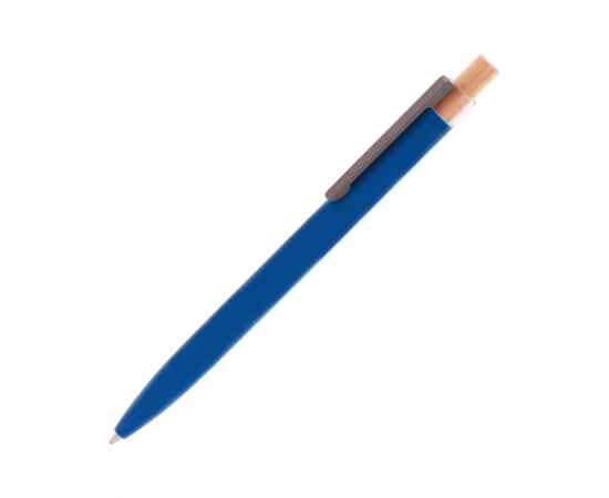 Ручка шариковая 'Matt' из переработанного алюминия и пластика, с кнопкой из бамбука, синий, Цвет: синий
