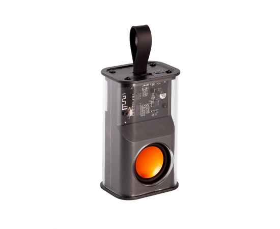 Bluetooth колонка 'Hi-Fi' 5Вт с разноцветной подсветкой и прозрачным корпусом, черный с оранжевым
