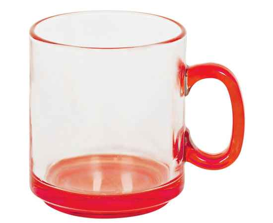 Кружка 'Joyful',прозрачная с красным,300мл,стекло, Цвет: прозрачный, красный