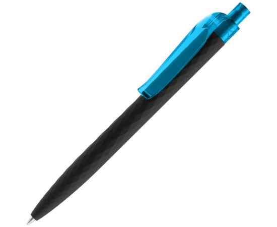 Ручка шариковая Prodir QS01 PRT-P Soft Touch, черная с голубым