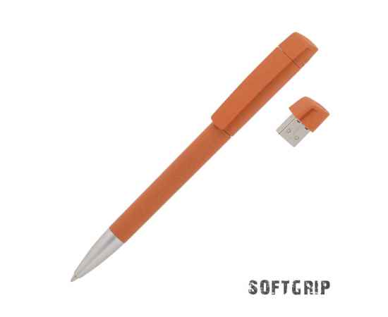 Ручка с флеш-картой USB 8GB «TURNUSsoftgrip M», оранжевый