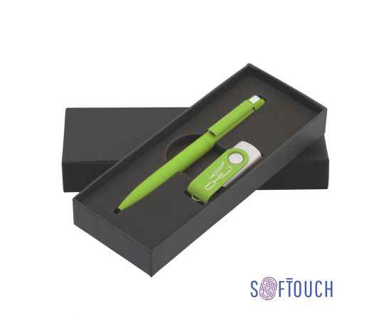 Набор ручка + флеш-карта 8 Гб в футляре, покрытие soft touch, зеленое яблоко, Цвет: зеленое яблоко
