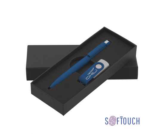 Набор ручка + флеш-карта 8 Гб в футляре, покрытие soft touch, темно-синий, Цвет: темно-синий